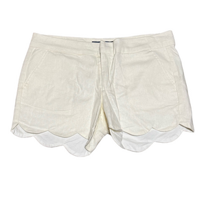 Blue Rain White Scalloped Shorts Viscose Rayon Lining Women Size M
